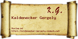 Kaldenecker Gergely névjegykártya